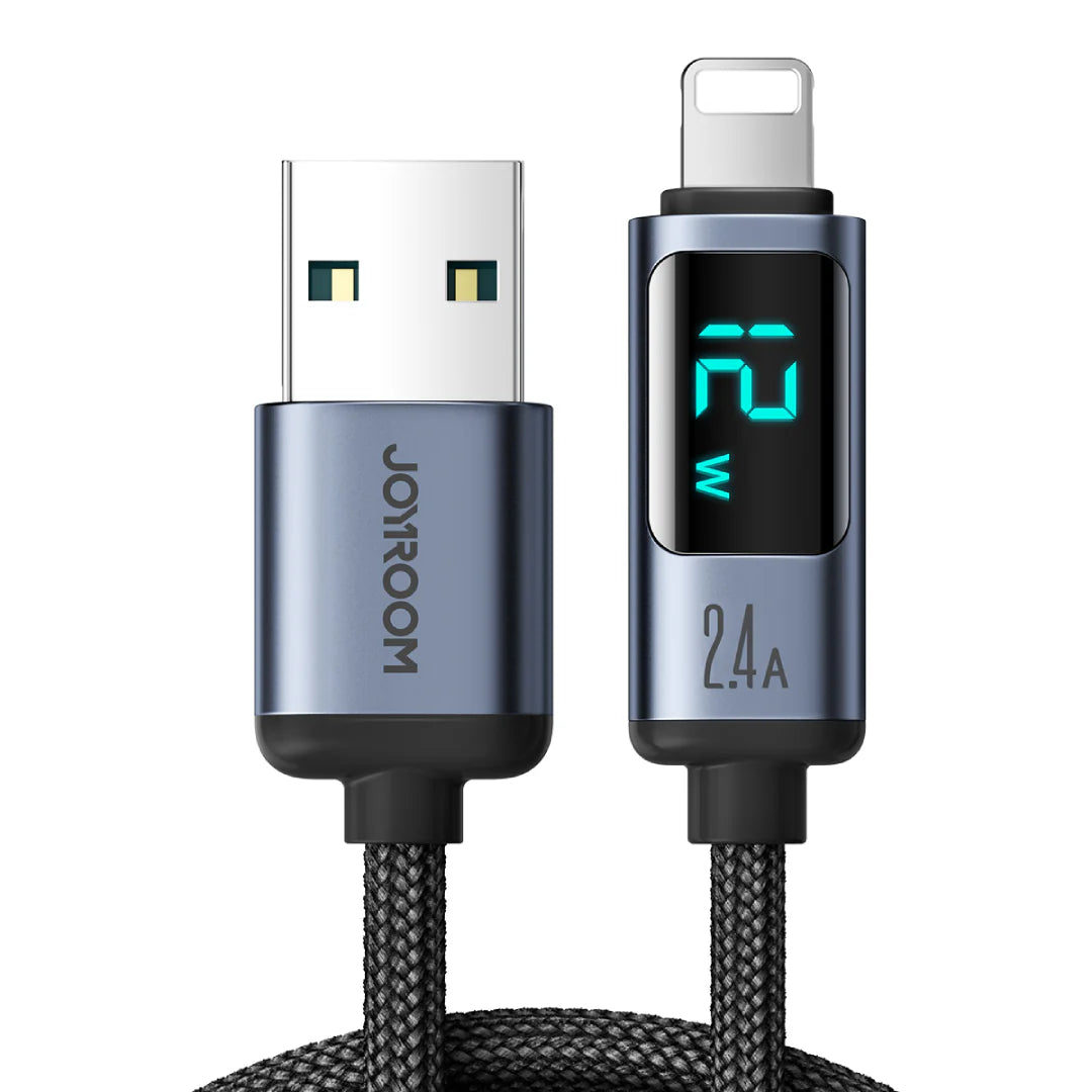 2.4A USB-A to Lightning or Type C Digital Display Fast Charging Data Cable
